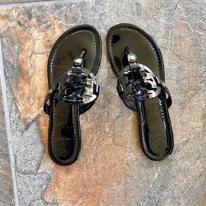 Tory Burch Miller, Black Patent Leather, Thong Sandal